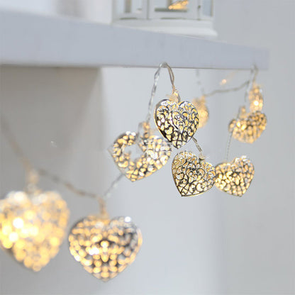 silver and gold heart lights