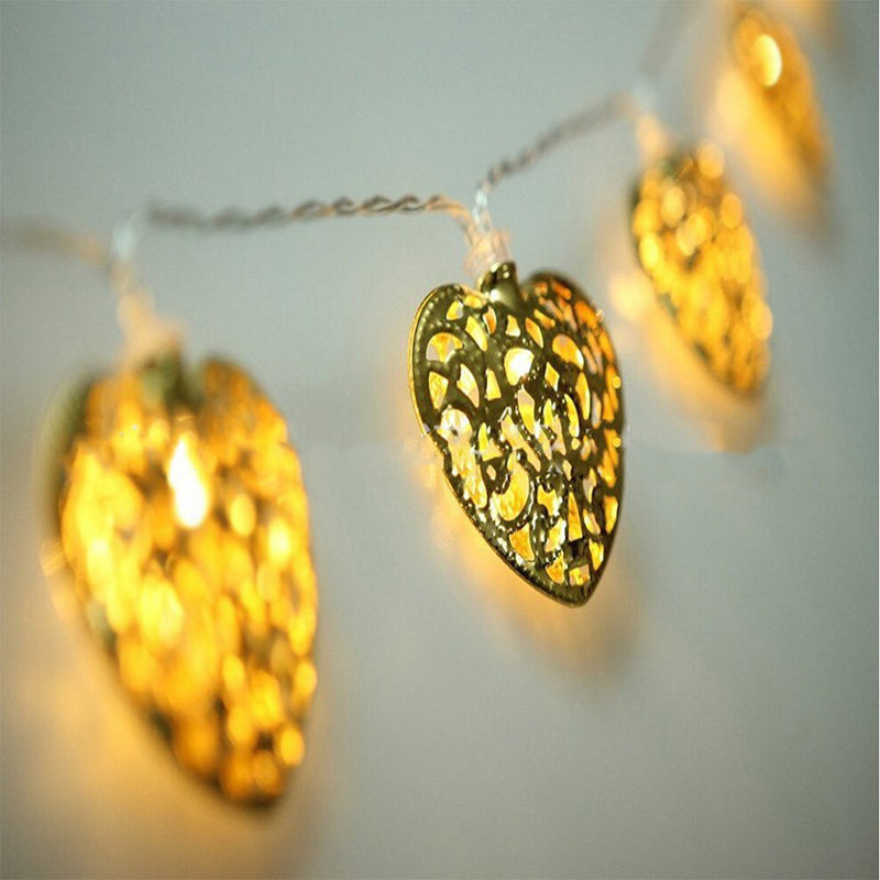 silver and gold heart lights