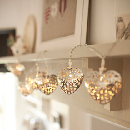 silver and gold heart lights